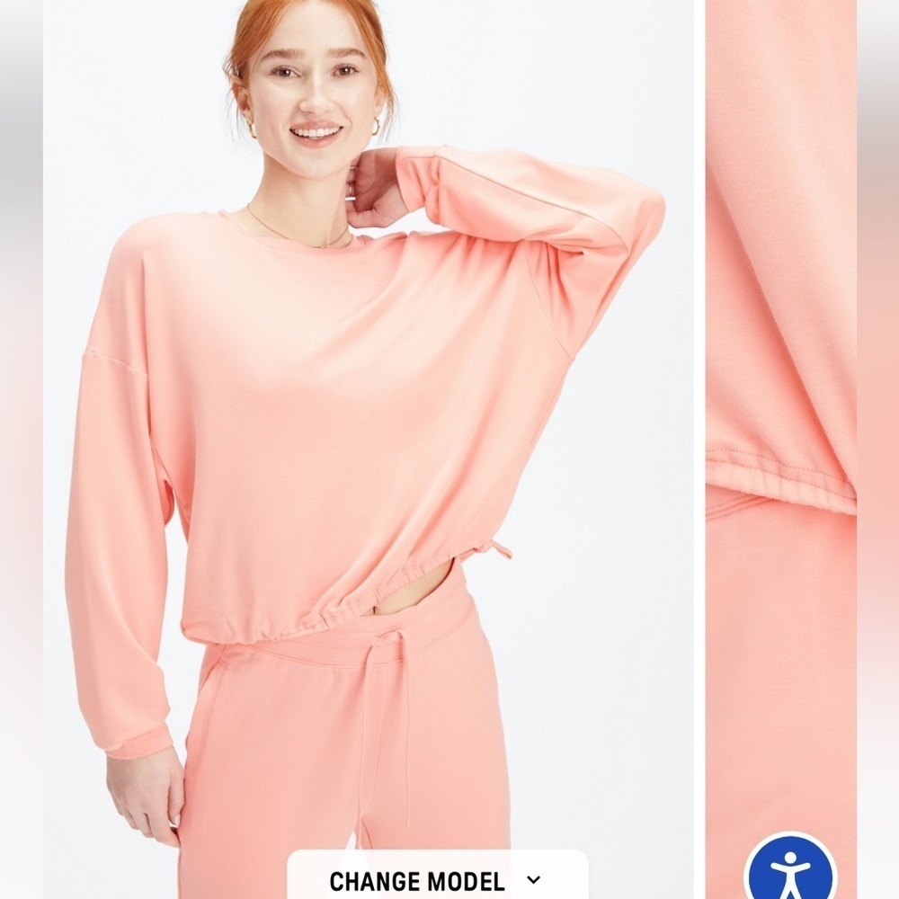 Fabletics Light Pink Monica cinched pull over size medium.